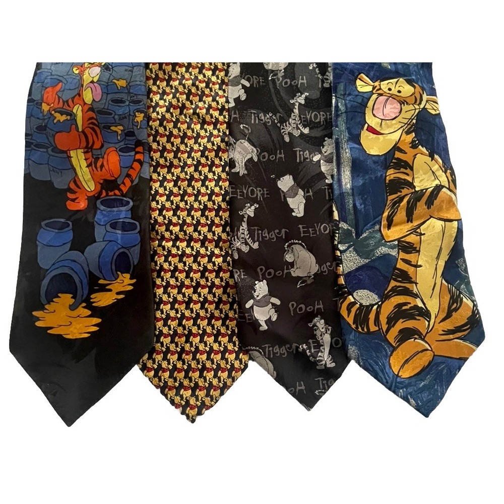 Lot Of 4 Disney Winnie The Pooh Tigger Themed Neckties Crafts‎
